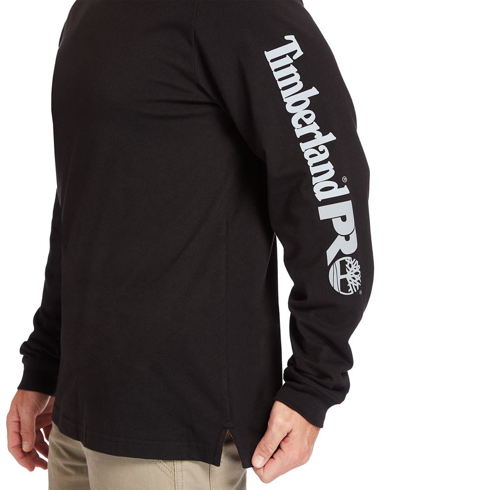 Timberland Mens T-Shirts PRO® Big & Tall Base Plate Long-Sleeve Wicking - Black - India TD3094728